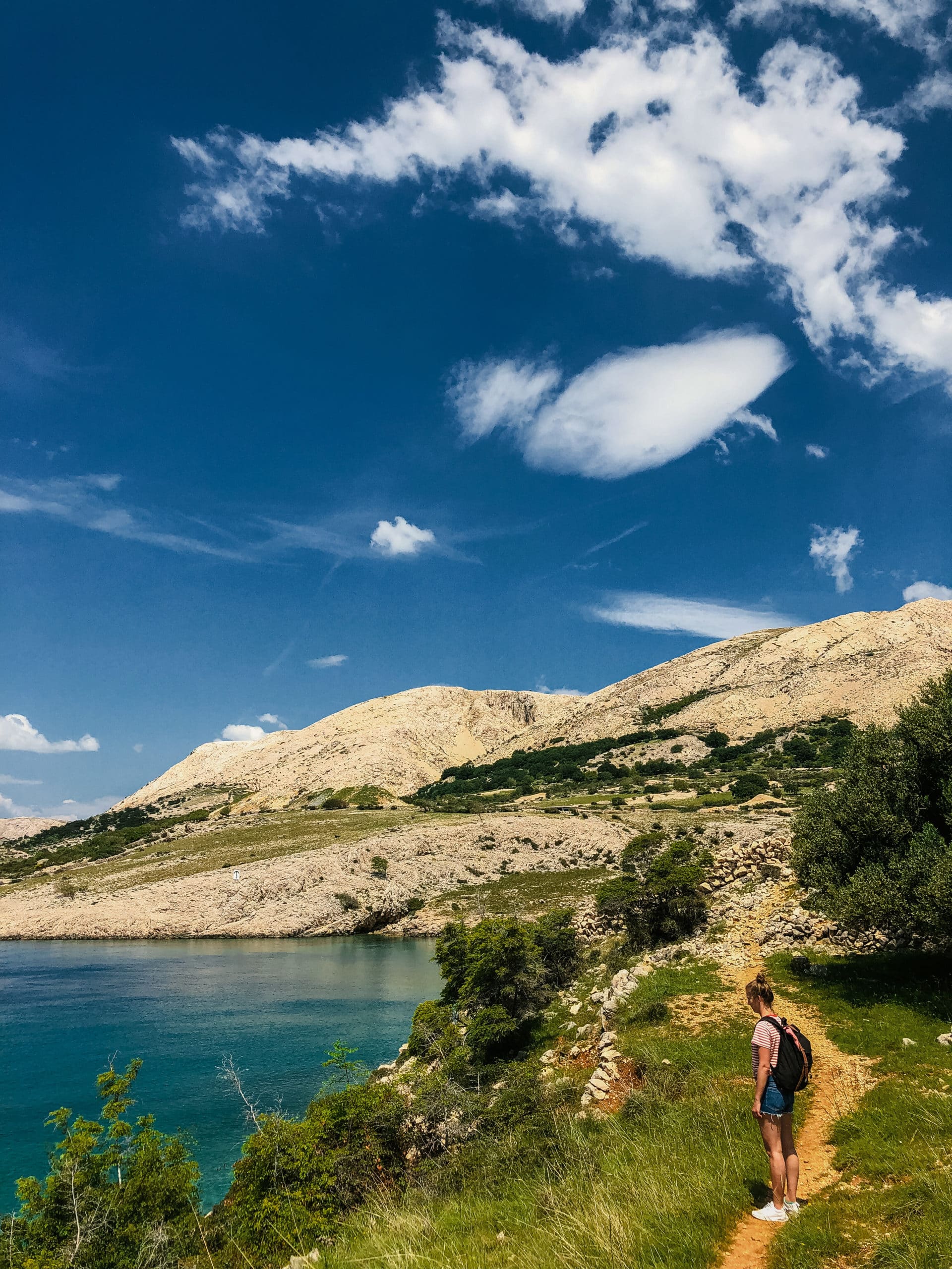 Hiking along the coastline on KRK with amazing views